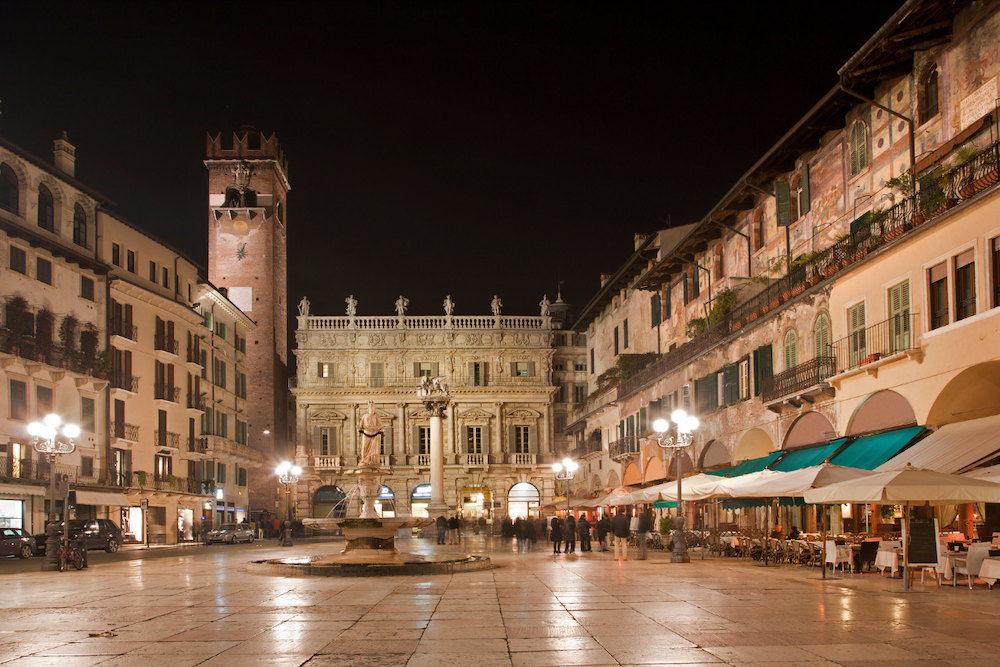 Piazza Erbe in the evening